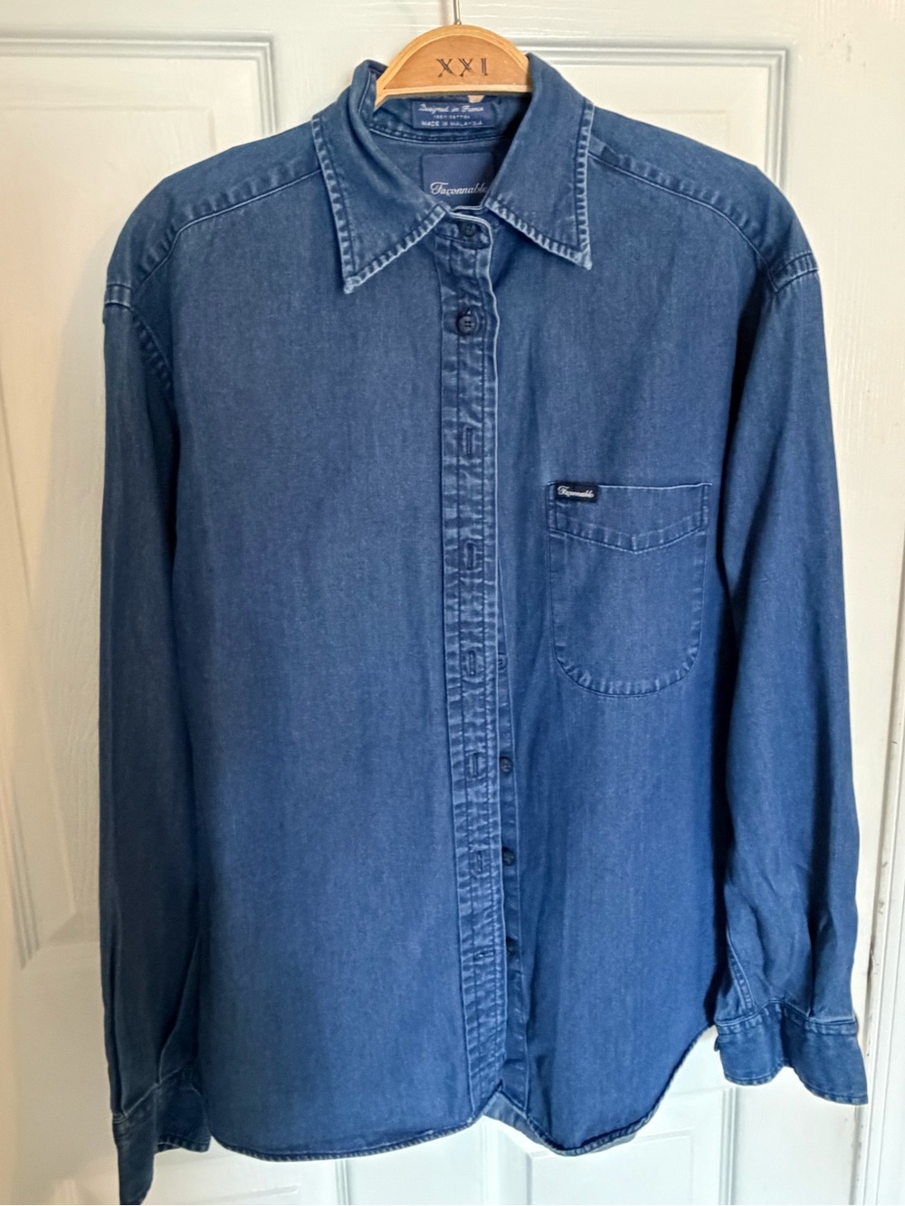 Faconnable Indigo Blue Denim Button-Down Shirt
